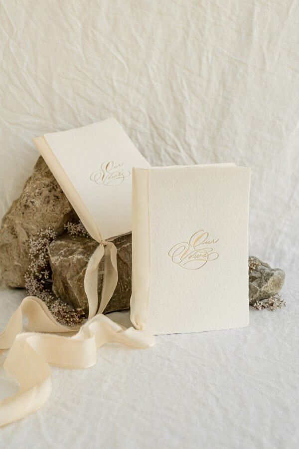 OUR VOWS BOOKS - gold foil press booklets on handmade paper